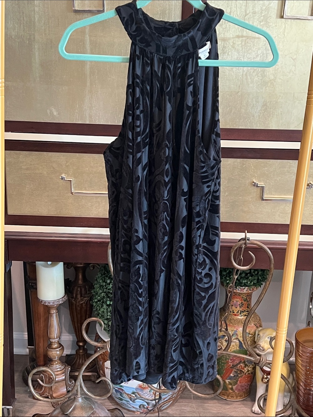 Francesca's Black Burnout Velvet Dress